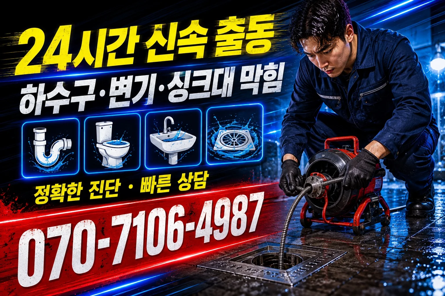 온결배관 네온 하수구 관통 작업 서비스 안내